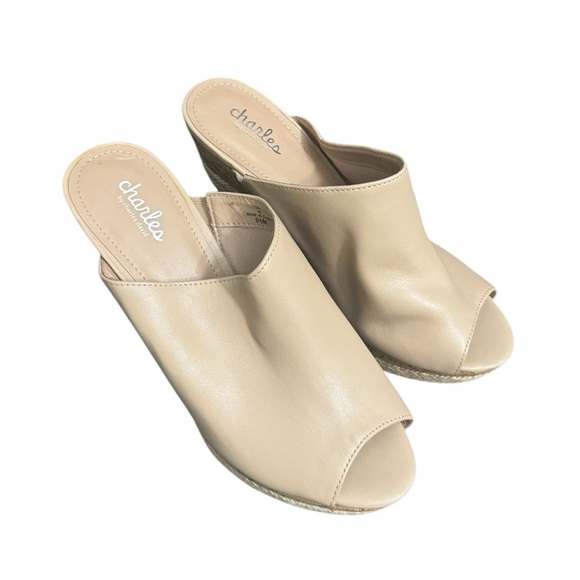 Charles David Andes Leather Wedge Espadrille Sandals Size 
9 1/2. - Picture 1 of 5